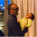 Perezida wa Repubulika y’u Rwanda Paul  Kagame yagaragaje akanyamuneza ateruye umwuzukuru we.