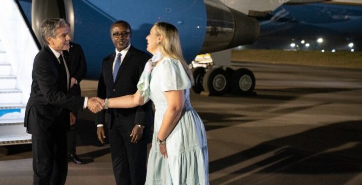Umunyamabanga wa leta y’Amerika yageze I Kigali kuganira n’abayobozi b’u Rwanda