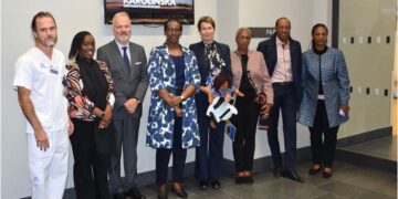Madamu Jeannette ari muri Suede aho yasuye ibikorwa bitandukanye