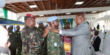 Perezida wa Centrafrique yambitse imidari y’ishimwe ingabo z’u Rwanda