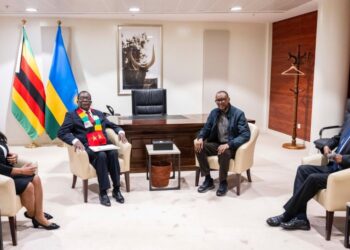 Perezida Paul Kagame yagiranye ibiganiro na Emmerson Mnangagwa wa Zimbabwe